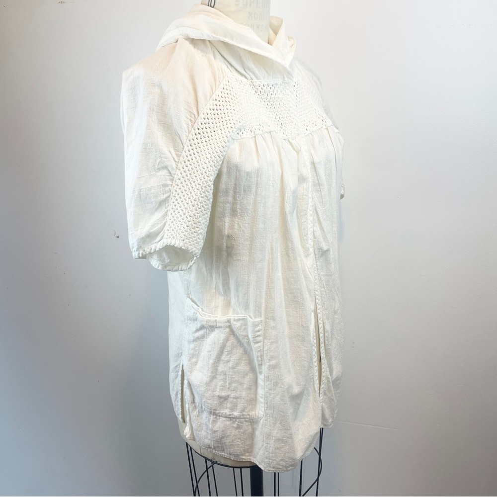 80s 90s Vintage Dotti Cotton blouse top hooded shirt lightweight summer jacket